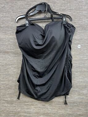 Swimsuit For All Tankini Swimsuit Top Womens Size 24 Black Bandeau Ruched Plus